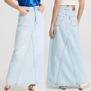 LEVI'S PREMIUM LEVIS Iconic Long Skirt Light Wash Maxi Jean Skirt Denim Skirt 34